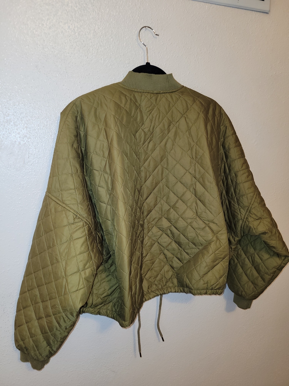 Free People Easy Quilted Dolman Bomber Jacket Olive Green - Picture 9 of 10